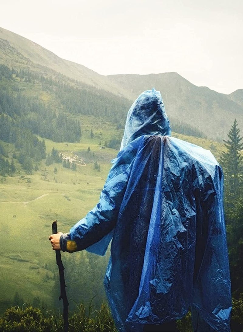 Raincoat Rain Poncho For Adults Disposable Raincoats Easy Carry Keyring Ball Raincoat Emergency Raincoats With Hood And Elastic Cuff Sleeves Poncho Rainwear For Hiking Camping Travel Outdoor 4 Pcs - Image 5